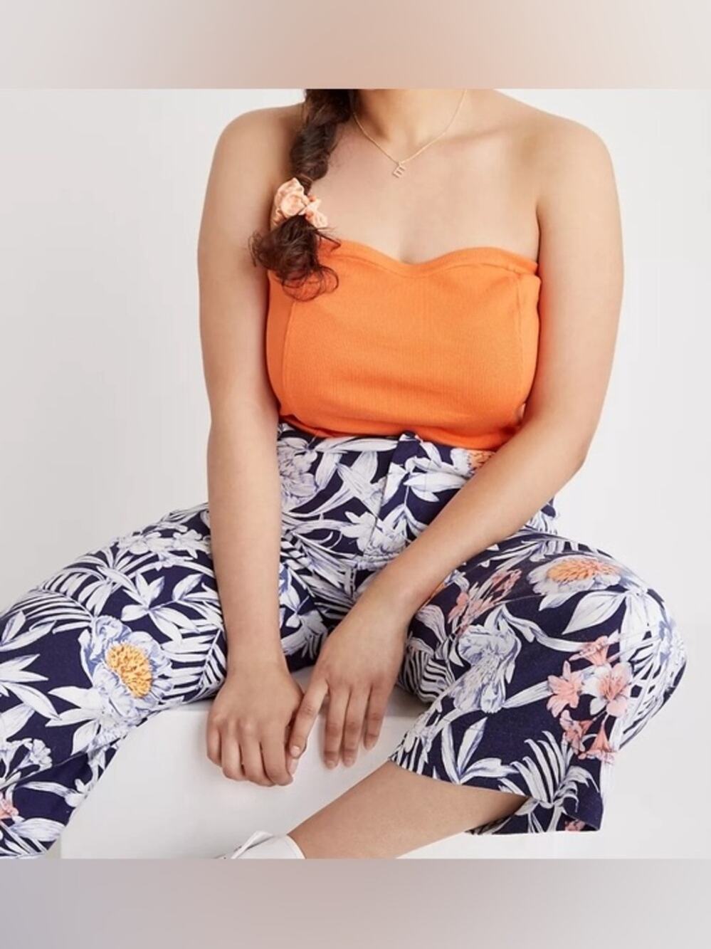 Anthropologie Ribbed Strapless Tube Top Tank Orange Size Medium